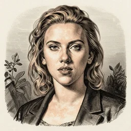 scarlett johansson, full engraving ink by gustave dore