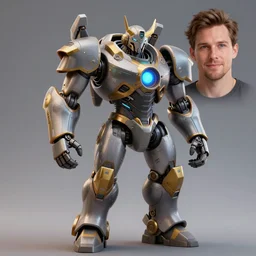 linus tech tips super rtx god mech final form ridgewallet cylon eye epic dynamic pose 4 k deviantart artstation 3 d octane render blender with sebastian linus's face