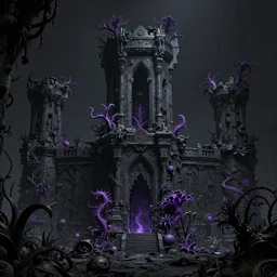a highly detailed matte painting of a ruined dwarven underground stronghold overgrown with black and purple venomous plants, by artgerm, by wlop, by greg rutkowski, volumetric lighting, octane render, 4 k resolution, trending on artstation, masterpiece