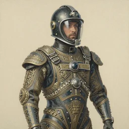 victorian ( hard helmet divingsuit ) ornate, detailed, ball pen, tempera, muted colors