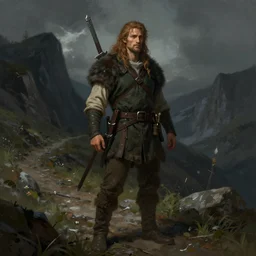 a portrait of a male halfling ranger on a dark mountain trail, concept art, dndart, fantasy portrait, 4 k, hires, art by lucian freud and and artgerm