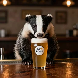 badger drinking trendy ipas in a hipster bar