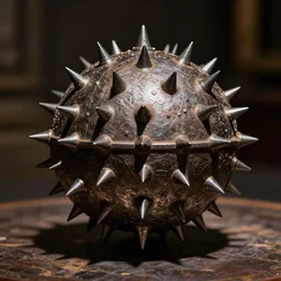 A medieval iron spiked ball