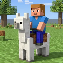 donald trump riding a llama in minecraft