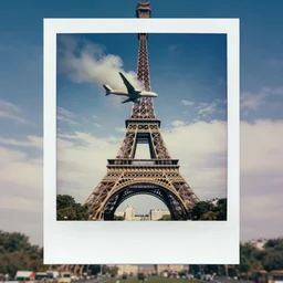 eiffel tower being hit by a plane similar to the 9 / 1 1 attack, polaroid, 6 0's, hyperrealism, no blur, 4 k resolution, ultra detailed