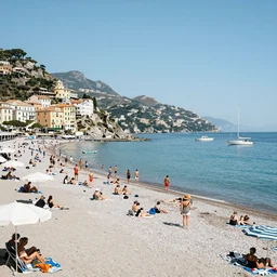 beautiful busy italian beach scene by julius paulsen