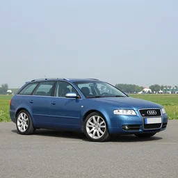 Denim Audi A4 B6 Avant (2002), wide shot, very very long, extended