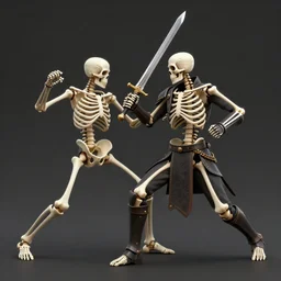 man dueling a skeleton warrior with a sword