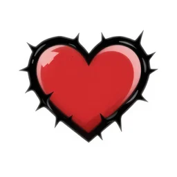 crimson and black heart with many thorns, vector logo on white background