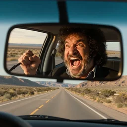 bob ross screaming bad trip of acid in car rear view mirror