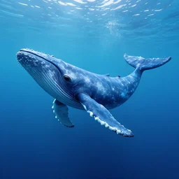 a concept scene illustration, depicting a blue whale in the water under the azure ocean, the blue whale crystal texture, dreamy atmosphere ， super wide angle ， matte painting ， rtx on ， trending on cgsociety and artstation ， hyper - realism