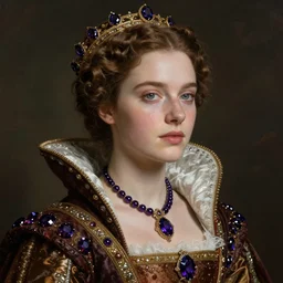 portrait, artwork by james jean, hyperdetailed realistic, young beautiful medieval queen, jean delville, alexandrite