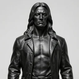 a portrait of The rock as a rock statue, in the style of Moebius, black and white ink