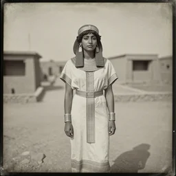 Ancient Sumer, Sumerian woman, 2600 BC, tintype photograph, Sumerian town, Ancient photograph