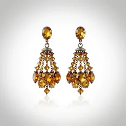 amber chandelier earrings, studio product photography, isolated on a pure white background, centered, entire object in frame, sharp focus, soft studio lighting