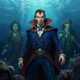 a highly detailed underwater digital painting of stephen strange, by james gurney, greg rutkowski, by craig mullins