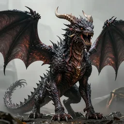 a dark entropy dragon, detailed, fantasy, scary, realistic, frightening, ornate, horns, spikes, incredible, masterpiece, amazing, wow!, sense of awe, award winning, greg rutowski, bosch, dali