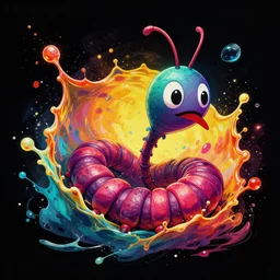 worms splash art graphic design color splash high contrasting art, fantasy, highly detailed, art by greg rutkowski