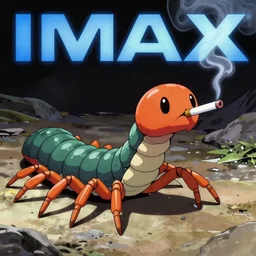 Portrait of a Humanlike Anthropomorphic centipede smoking an anime cigarette, cel animation by Tokyo Movie Shinsha and Greg rutkowski, post-processing , IMAX , vibrant colors , award-winning masterpiece 20 years in the making