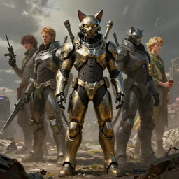 digital painting detailed ultrarealistic cyberpunk armor with cat shaped helmet, craig mullins, vallejo, moebius, ian miller, wayne barlowe, greg rutkowski, mucha, brian froud, cinematic, full shot, symmetric