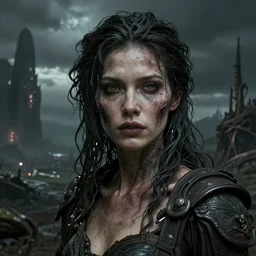 ultra realist intricate detailed portrait of a single rugged attractive female on an alien lanscape, insanity, accurate features, apocalyptic, very intricate details, 8 k resolution, dim lighting, artstyle zdzisław beksinski and keith thompson, award winning