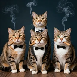 cats in suits smoking cigars together