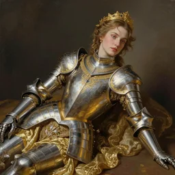 Elegant laidy in gold and silver knight armor. By Konstantin Razumov, highly detailded