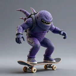 chtulu riding a skateboard octane render 3d high resolution