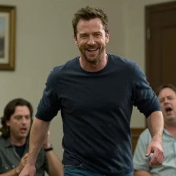scene from a movie that looks like a drama but it's a laugh hard comedy, mark wahlberg being a chaotic mess, shot by darren aronofsky, 4 k