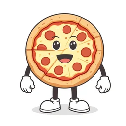 an anthropomorphic pizza with arms and legs