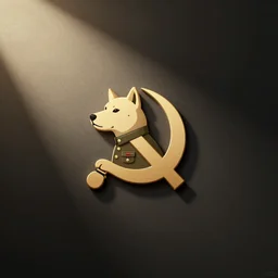 minimalist logo icon for communist shiba inu dog in soviet military uniform, victo ngai, kilian eng, lois van baarle, behance, beeple, artstation