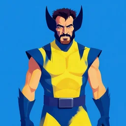 danny devito as wolverine, 1 9 4 0 s movie poster, blue, maize, vibrant art, minimalist, trending on artstation