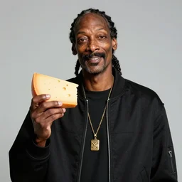 Snoop Dogg holding a piece of American cheese for a 1990s sitcom tv show, Studio Photograph, portrait, C 12.0