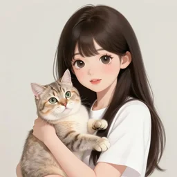 cell shaded, a cute anime girl holding a realistic hyper detailed kitten, wlop, ilya kuvshinov, artgerm, krenz cushart, greg rutkowski, hiroaki samura, range murata, james jean, katsuhiro otomo, erik jones