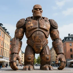 mobile photo of a oversized golem in stockholm sweden.