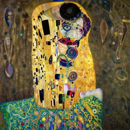 Metamorphosis by Karol Bak, Jean Deville, Gustav Klimt, and Vincent Van Gogh, transformation portrait, chimera, visionary, cicada wings, otherworldly, fractal structures, ornate gilded medieval icon, third eye, chrysalis, spirals, horizontal symmetry