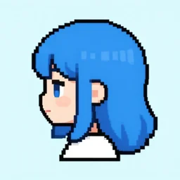 pixel art, 1 6 bit, snes graphics, cute blue haired girl, profile pic, 8 k