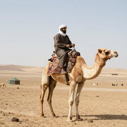 a bedouin riding a camel in the arctic