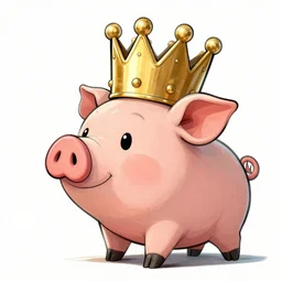 concept sketches of a pig wearing a gold crown side profile by jamie hewlett, in the style of megaman