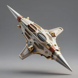 retro art deco space ship in the shape of an spear, ultra high quality, photo realistic, trending on artstation, octane render