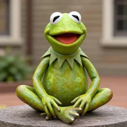 a bronze statue of Kermit the Frog
