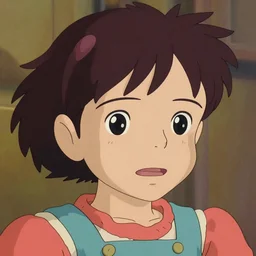 still of France Gall in a Studio Ghibli film, very detailed, trending on tumblr, very cute face, very detailed face