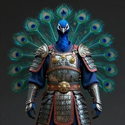 A warrior wearing a peacock armor, very coherent symmetrical, cinematic, hyper realism, high detail, octane render, unreal engine, 8k, Vibrant colors, Smooth gradients, High contrast