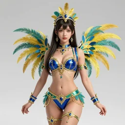 A girl using Brazilian Carnival Carnaval costumes in blade and soul  spinoff artbook  rendered by the artist Hyung tae Kim, Jiyun Chae,  Lê Long, Joe Madureira, trending on Artstation by Hyung tae Kim, artbook, Stanley Artgerm Lau, WLOP, Rossdraws , James Gurney