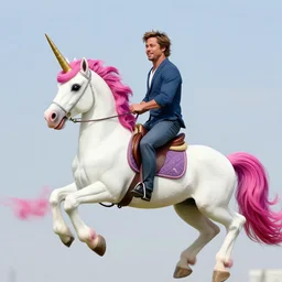 brad pitt riding a colourful unicorn, fantasy art, 8 k, high resolution, trending