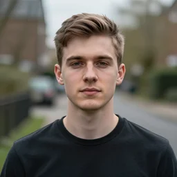 a photo portrait of a young Northern Irish man facing the camera, centred, upper body, 8k, high quality, flickr