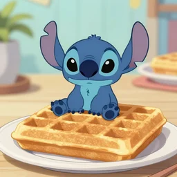 waffle themed to Stitch from Lilo and Stitch (2002)