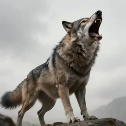 anthropomorphic werewolf screaming into the sky, intense, epic, biblical image, style of gustave dore, highly detailed, beautiful, high contrast, black and white