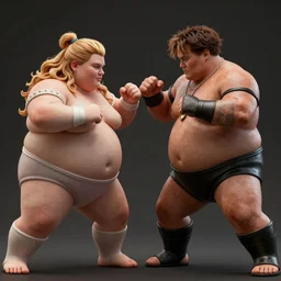 super fat Amber Heard and Johnny Depp are Sumo fighting,  artstation, matte painting, highly detailed, intricate, concept art, dramatic cinematic lighting, octane render, 8k, unreal engine