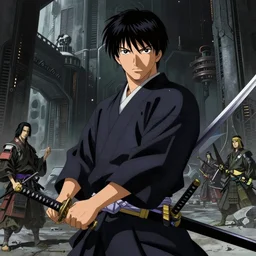 very detailed portrait of samurai with a katana by kentaro miura!, dark futuristic world, by jan van eyck, hajime sorayama, mysticism, intricate, highly ornate dark trim armoury, masterpiece, by gene wolfe, highly detailed, by gustave dore, black and white